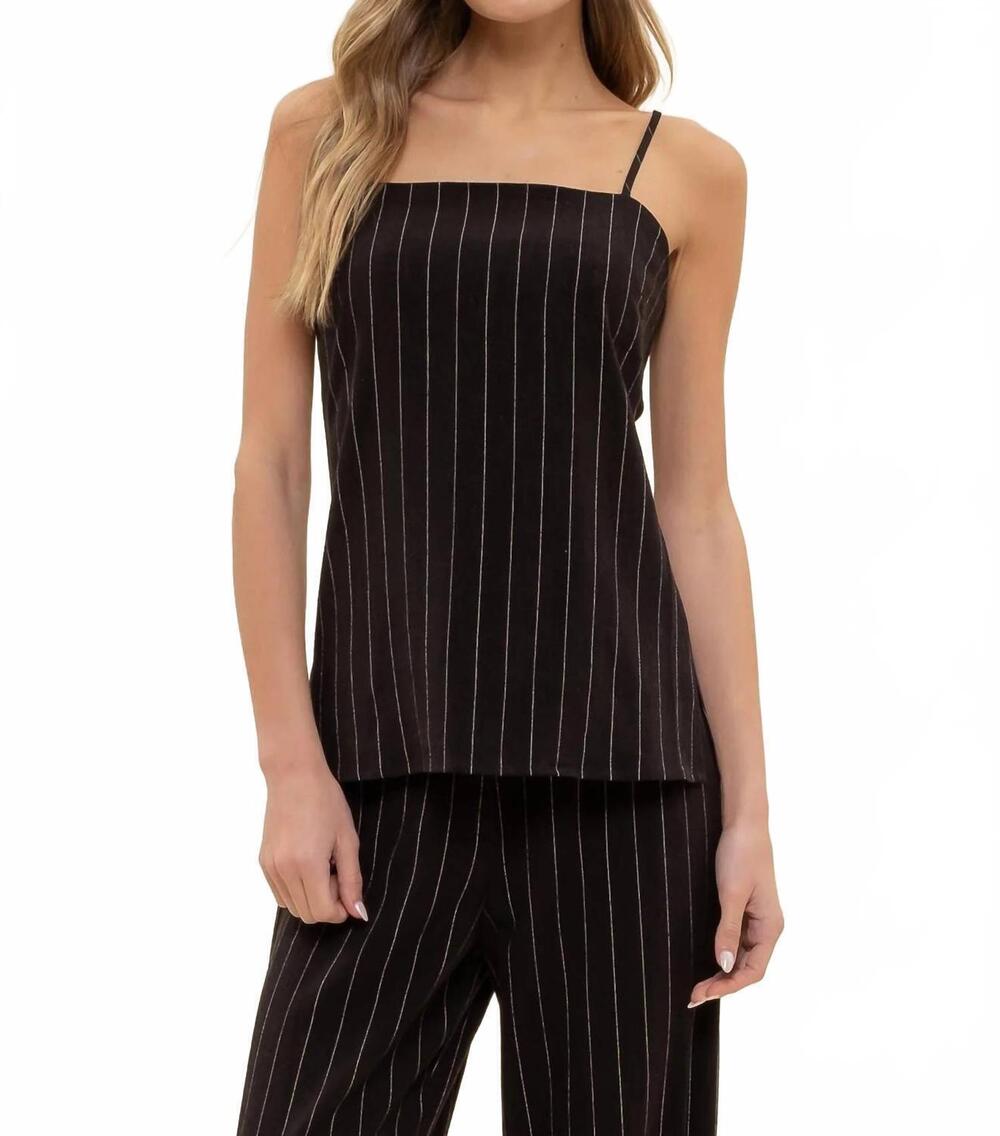 NEW THE WORKSHOP STUDIO pinstripe cami top in black